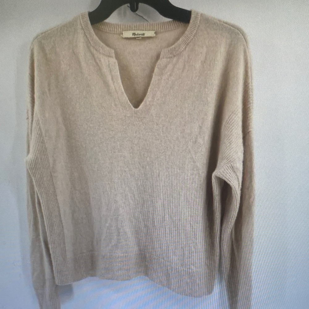 Madewell Light Beige Notch-Neck Sweater